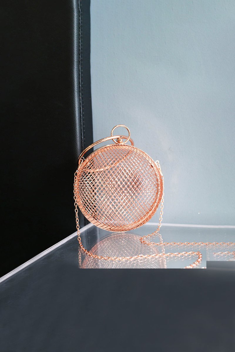 Rose Gold Metal Tennis Chain Handbag - KissProm
