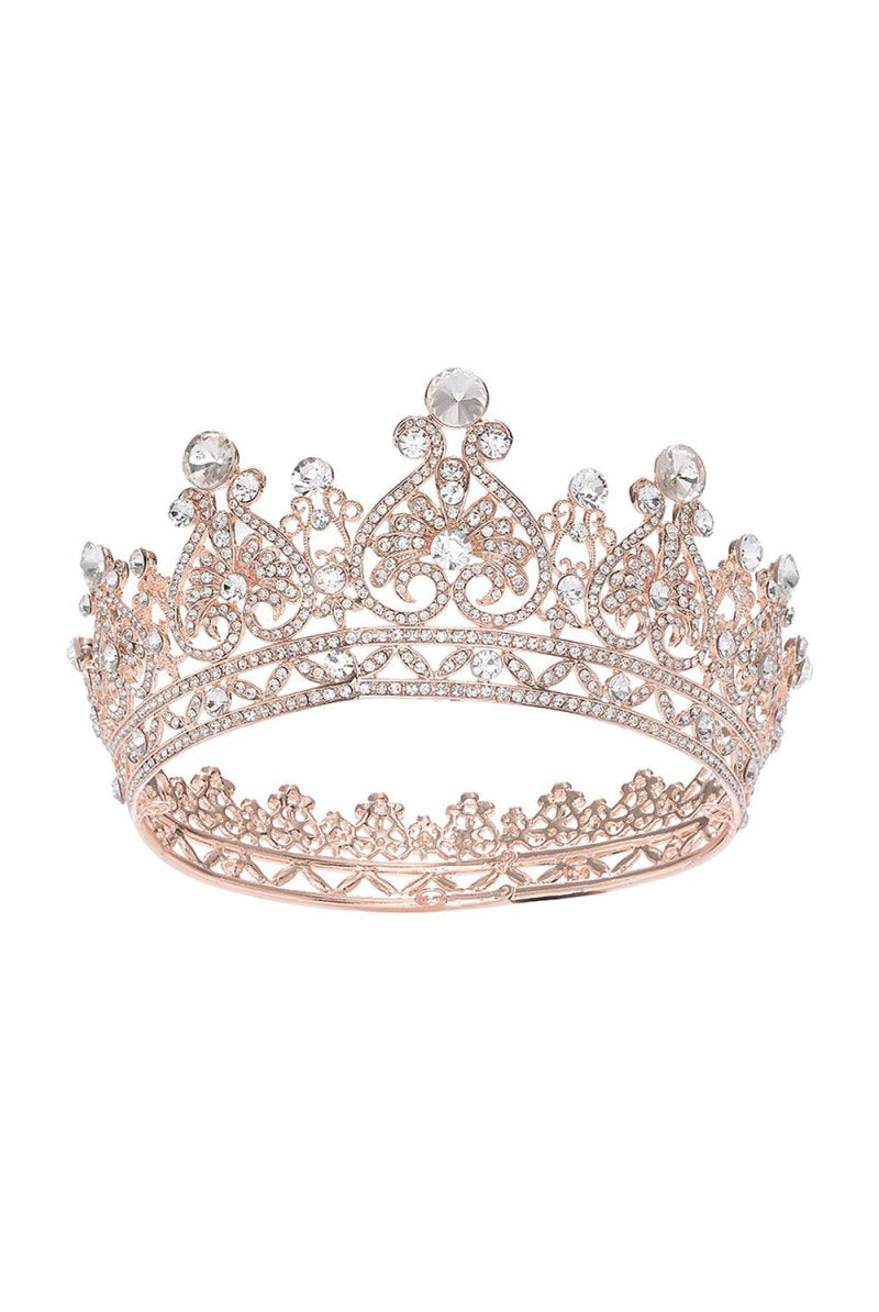 Rose Gold Sparkly Crystal Bridal Crown - KissProm