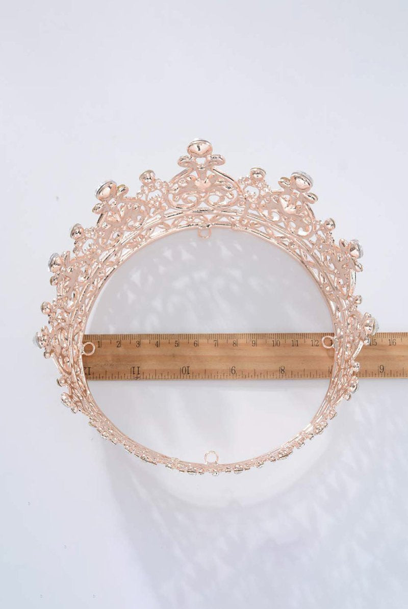 Rose Gold Sparkly Crystal Bridal Crown - KissProm