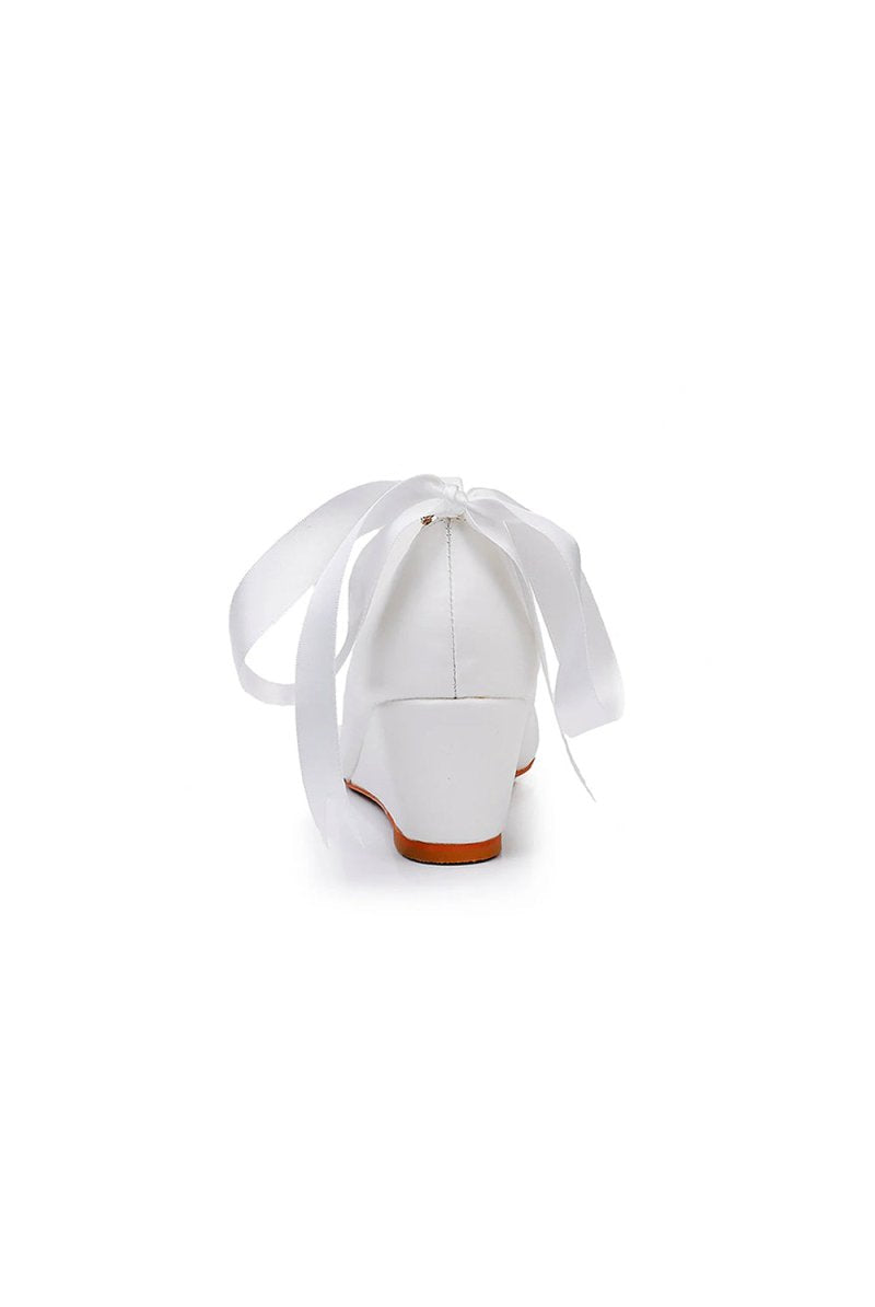 Round Toe Platform Heels Beaded Mary Janes - KissProm