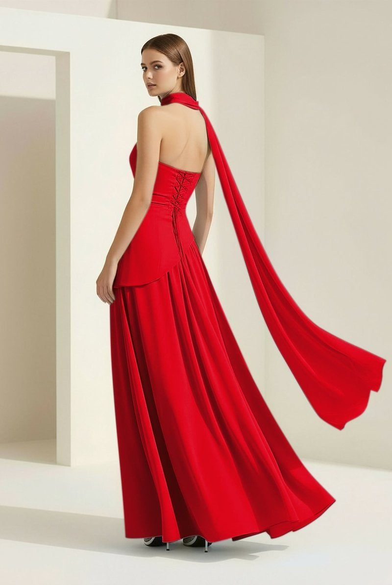 Roxanne | Pink - Strapless Sheath Chiffon Long Prom Dresses With Slit - KissProm