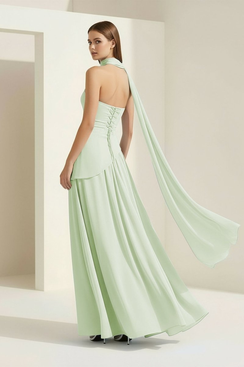 Roxanne | Pink - Strapless Sheath Chiffon Long Prom Dresses With Slit - KissProm