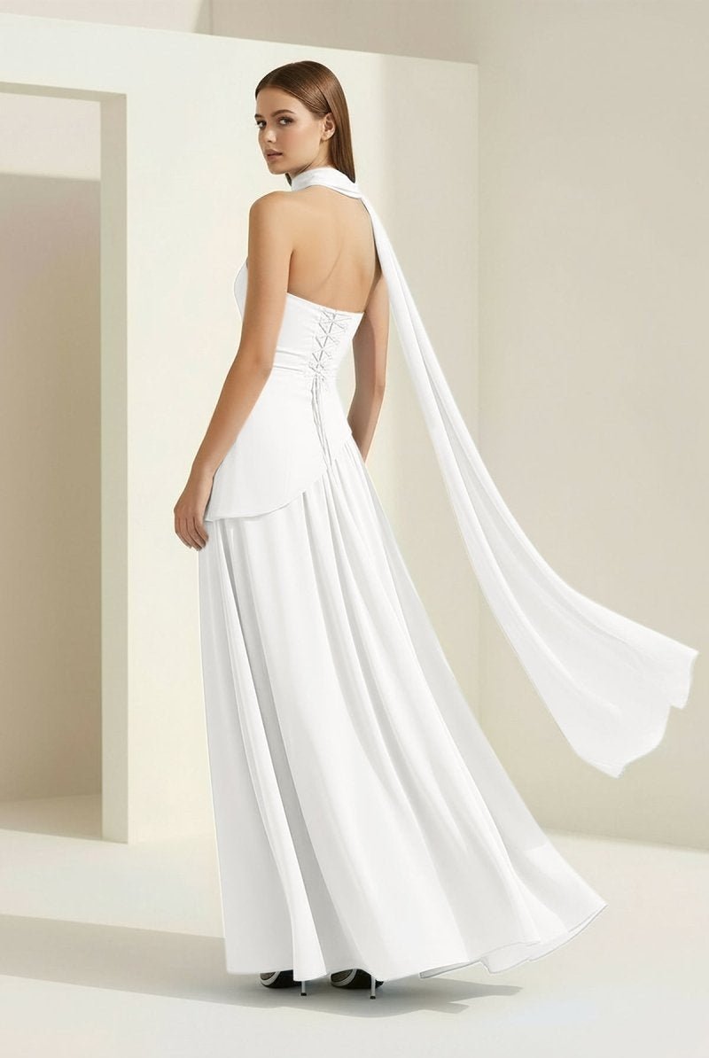 Roxanne | Pink - Strapless Sheath Chiffon Long Prom Dresses With Slit - KissProm