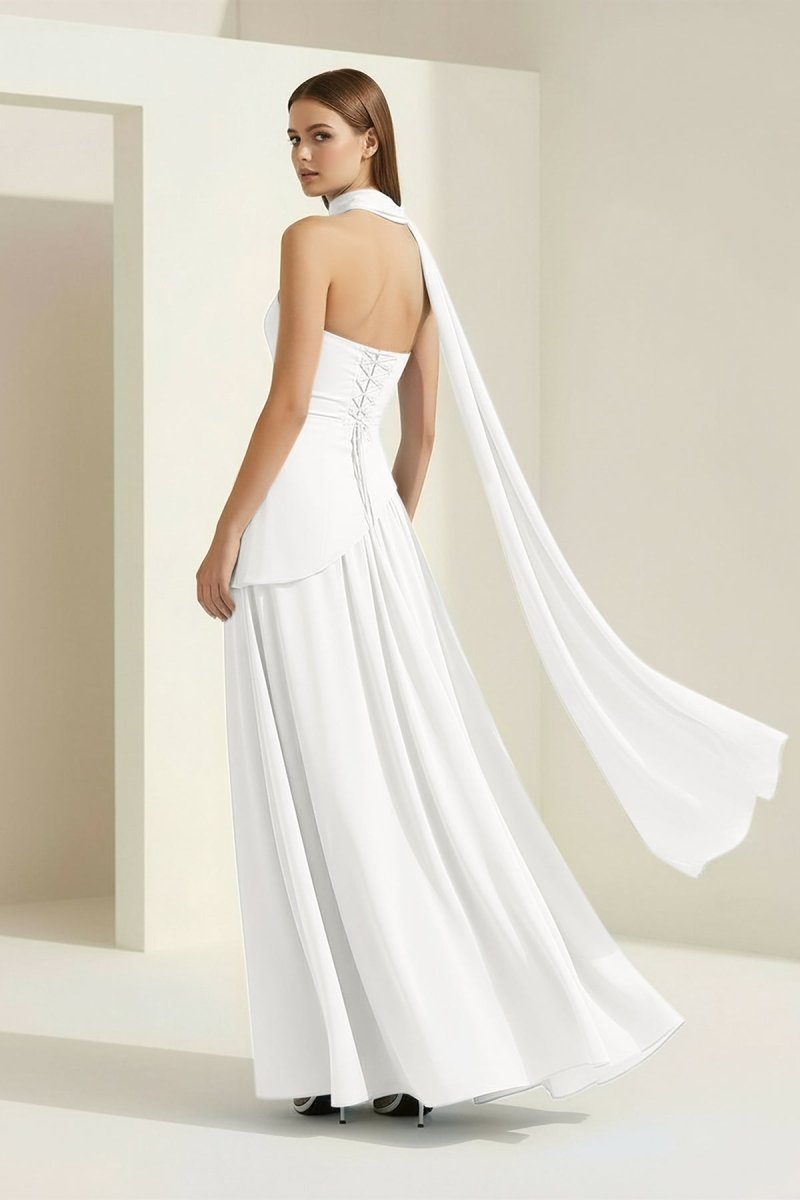 Roxanne | Pink - Strapless Sheath Chiffon Long Prom Dresses With Slit - KissProm