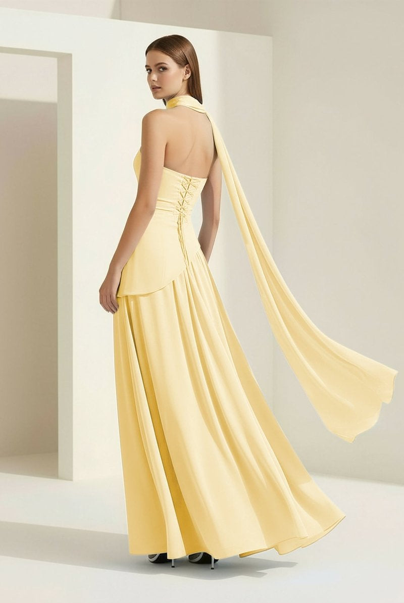 Roxanne | Pink - Strapless Sheath Chiffon Long Prom Dresses With Slit - KissProm