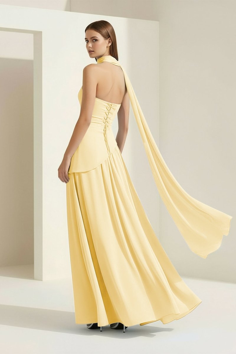 Roxanne | Pink - Strapless Sheath Chiffon Long Prom Dresses With Slit - KissProm