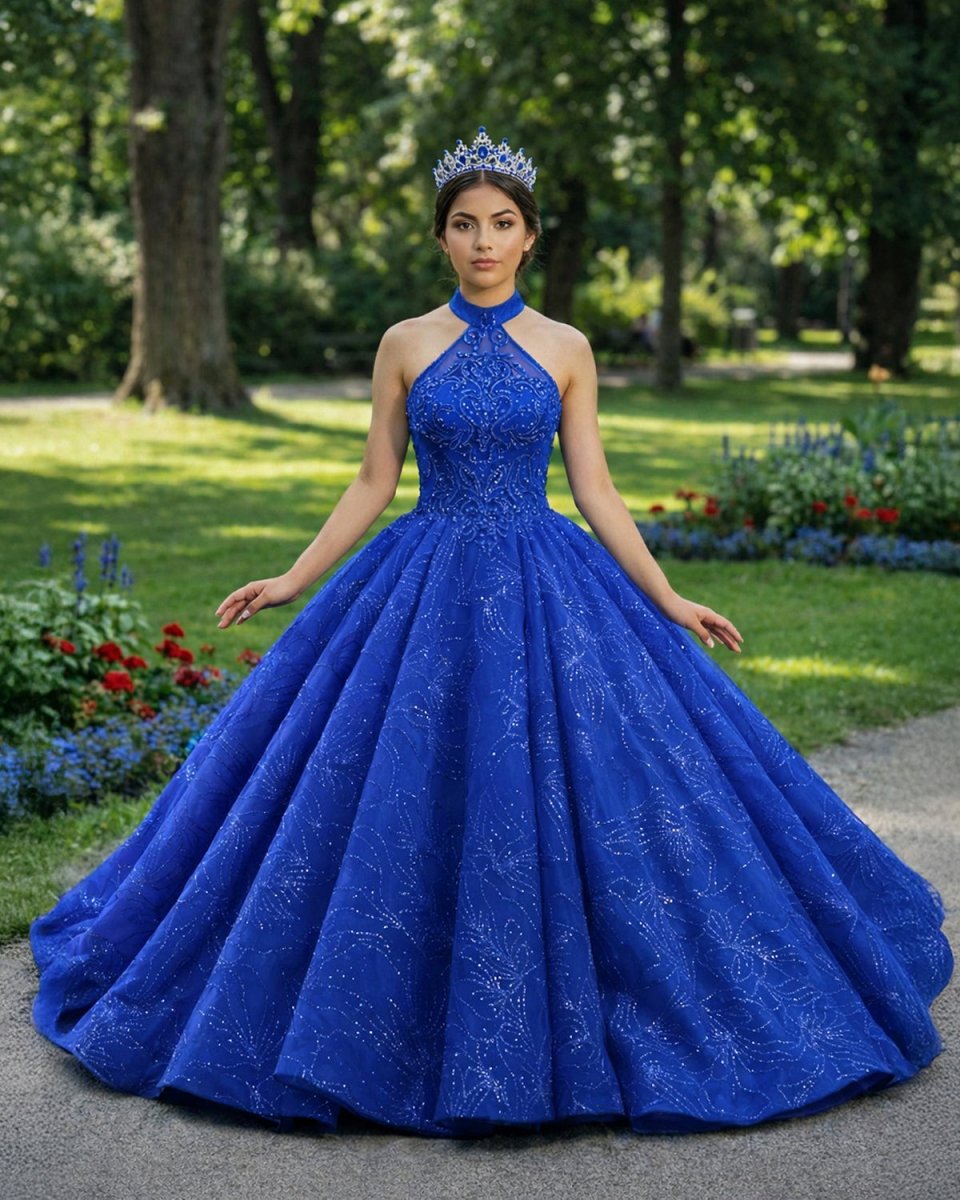 royal blue quince dresses Royal Blue Quinceanera Dresses Tulle Lace Beaded Princess Sweet 16 Bir –  Hebebridal