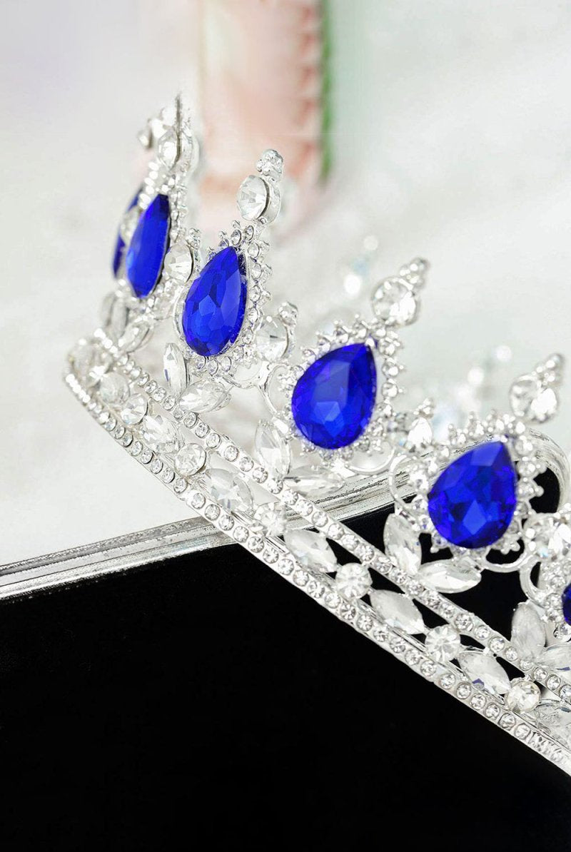 Royal Blue Crystal Baorque Crown - KissProm