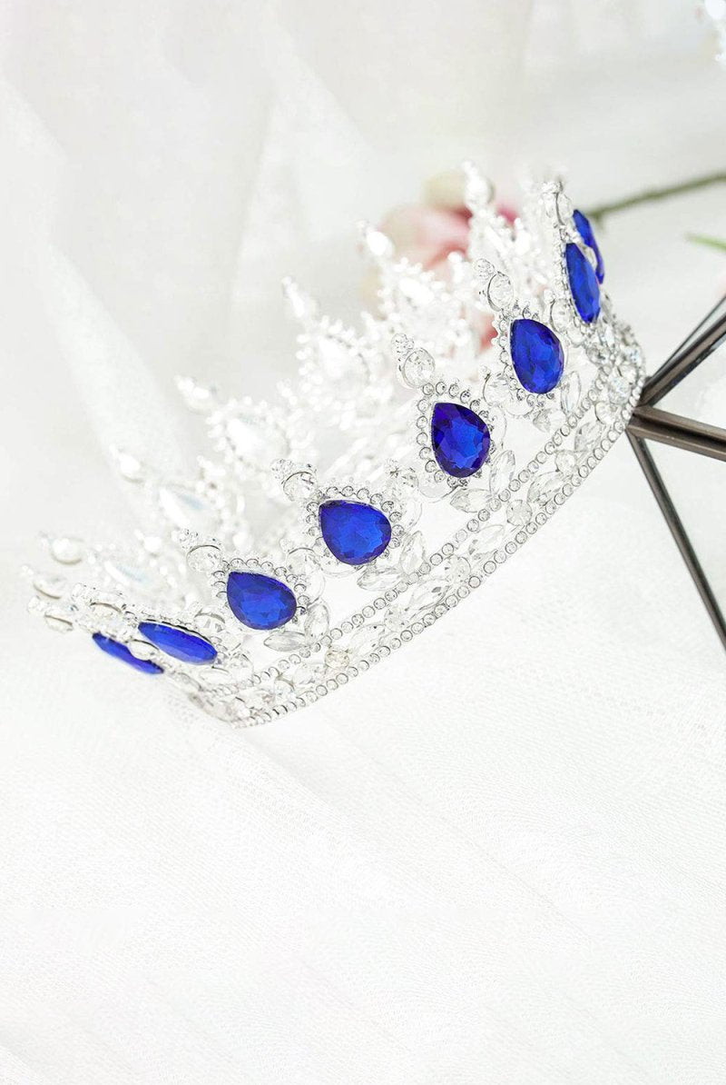 Royal Blue Crystal Baorque Crown - KissProm