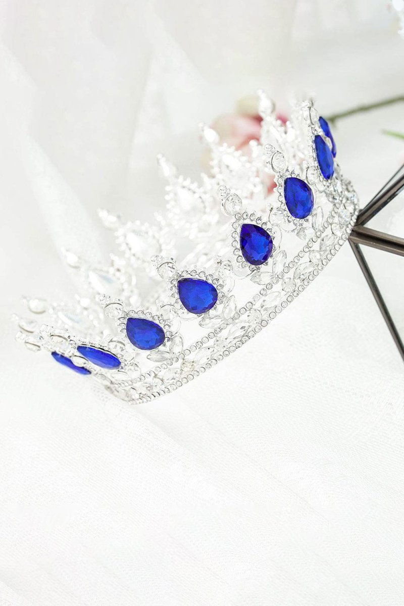 Royal Blue Crystal Baorque Crown - KissProm