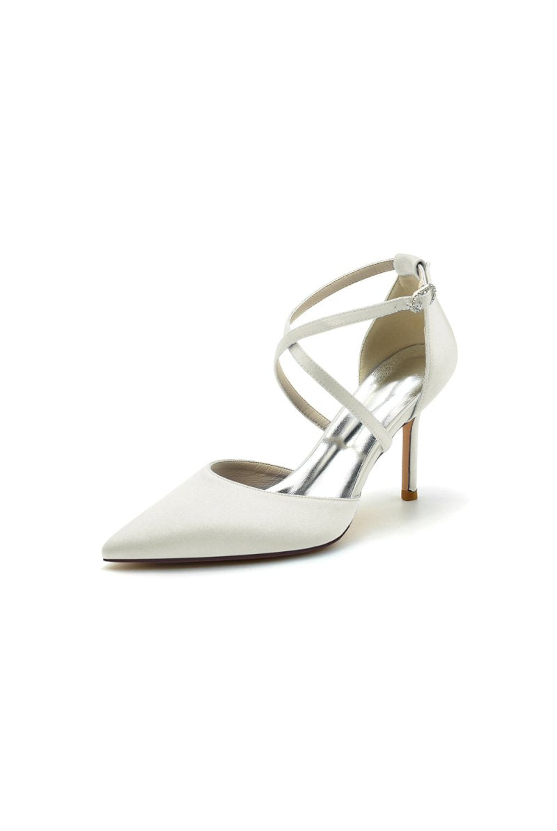 White High Heels with Metallic Accents - KissProm