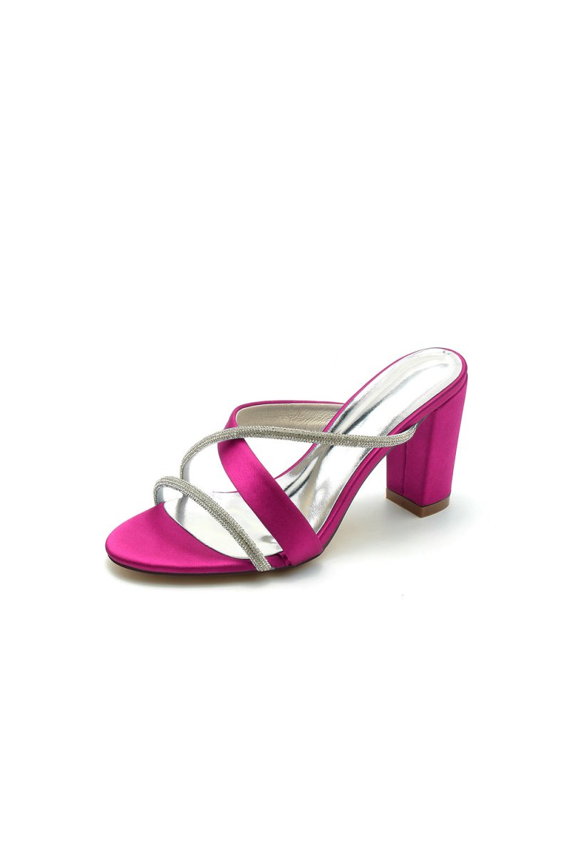 Royal Blue Satin High - Heeled Sandals - KissProm