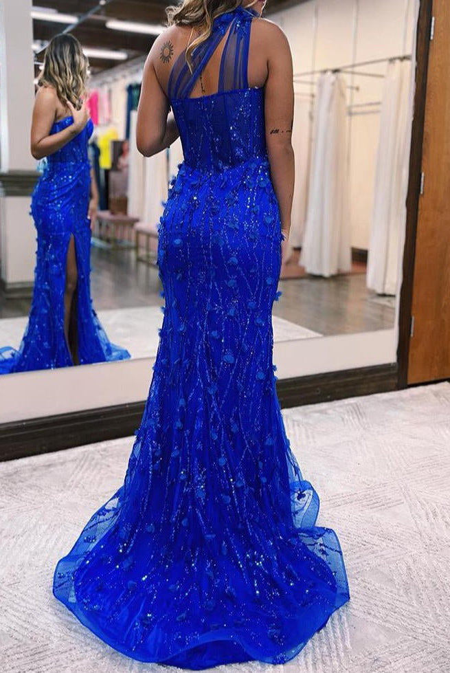 Scarlette |Mermaid Sequins Tulle Prom Dress with Slit