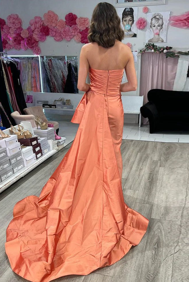 Sara | Royal Blue Strapless A Line Prom Dress with Slit