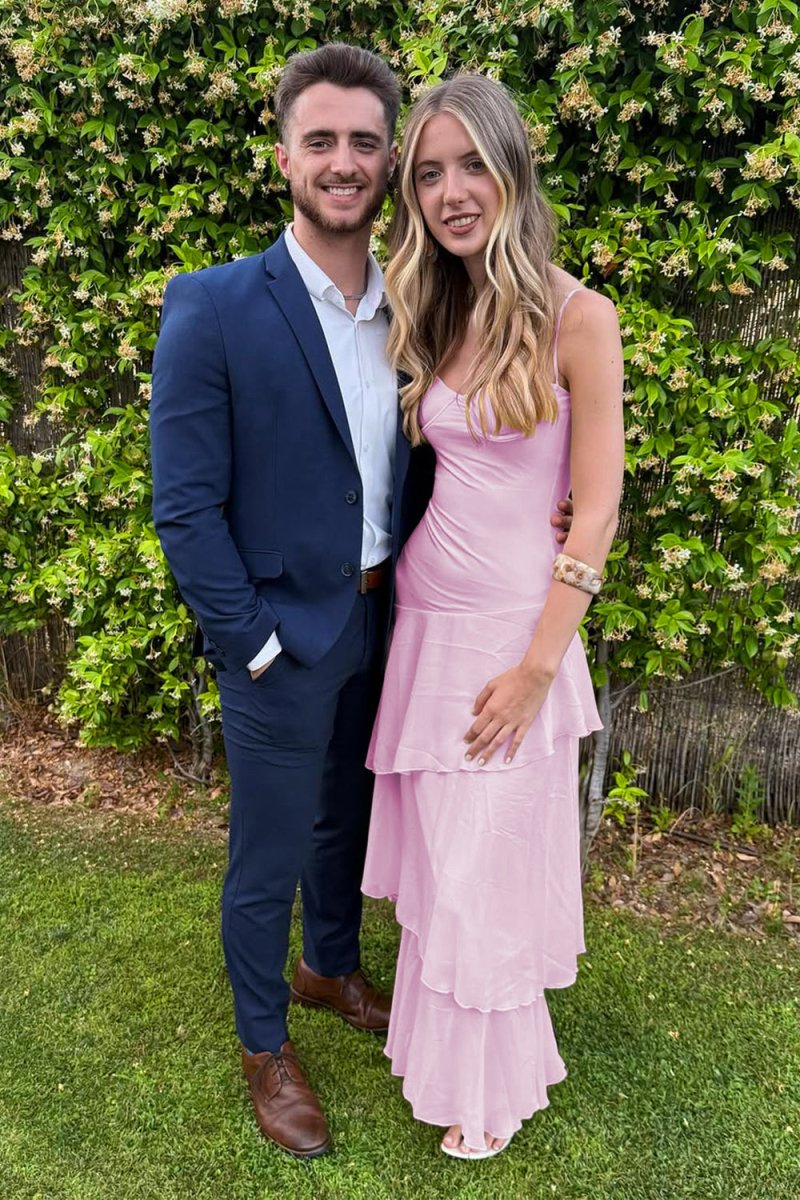 Saevy | Yellow - Spaghetti Straps Chiffon Sheath Long Formal Prom Dresses With Ruffles - KissProm