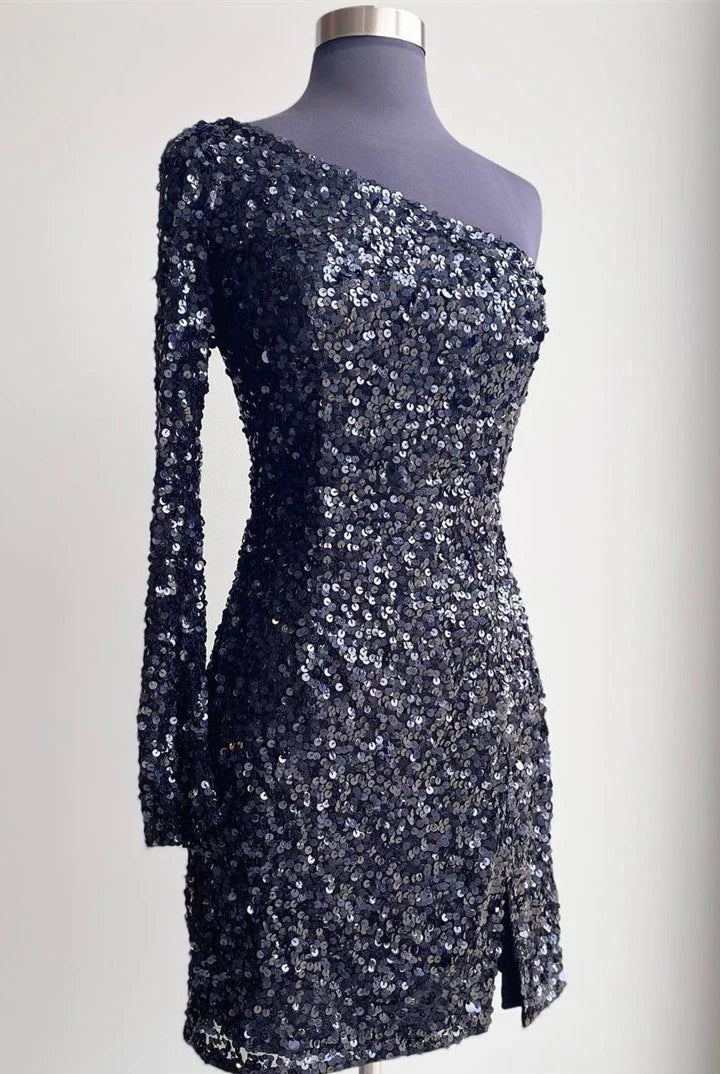 Gwendolyn |Bodycon One-Shoulder Sequins Homecoming Dress