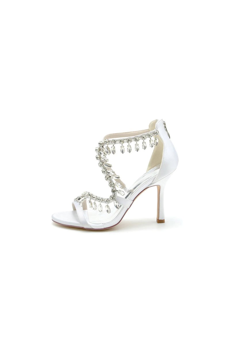 Sexy Crystal Beaded Thin Strap High Heels - KissProm