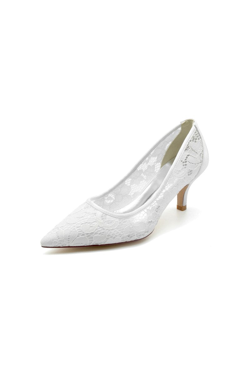 Sexy Pointed Toe High Heels with Lace Mesh Hollow Out - KissProm