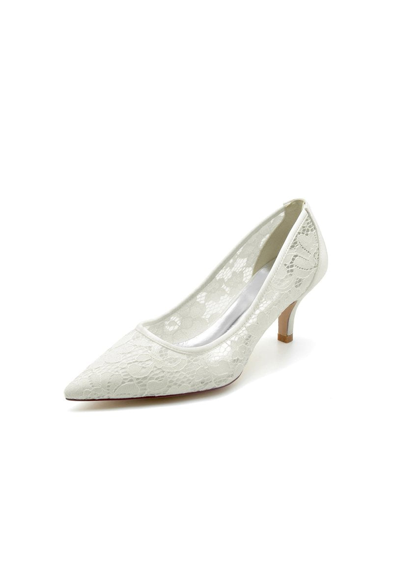 Sexy Pointed Toe High Heels with Lace Mesh Hollow Out - KissProm