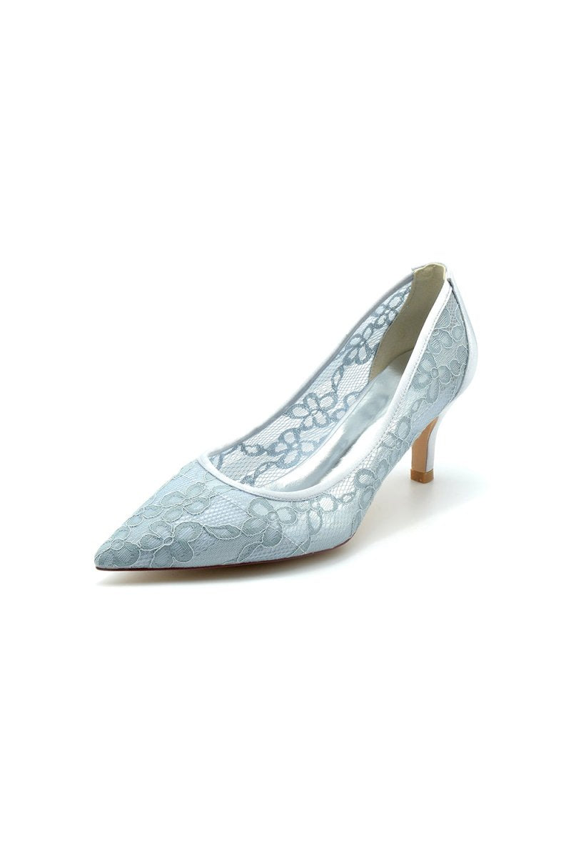 Sexy Pointed Toe High Heels with Lace Mesh Hollow Out - KissProm