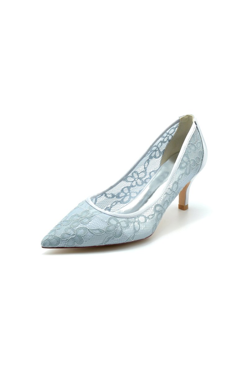 Sexy Pointed Toe High Heels with Lace Mesh Hollow Out - KissProm