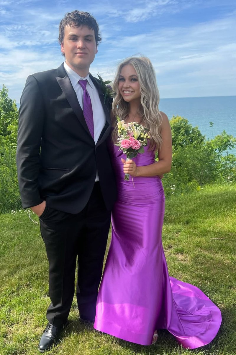 Sarai |Mermaid V-Neck Jersey Formal Dress with Lace-Up Back