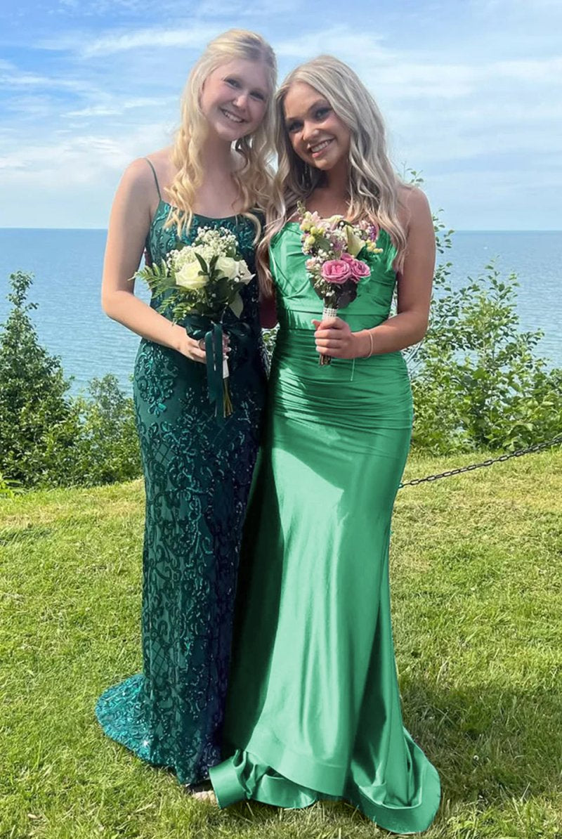 Sarai |Mermaid V-Neck Jersey Formal Dress with Lace-Up Back