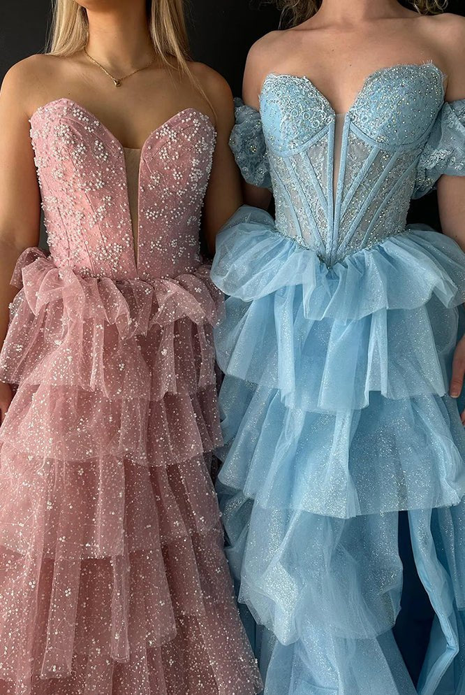 Sexy Sweetheart Black A-Line Lace Layered Dress with Slit