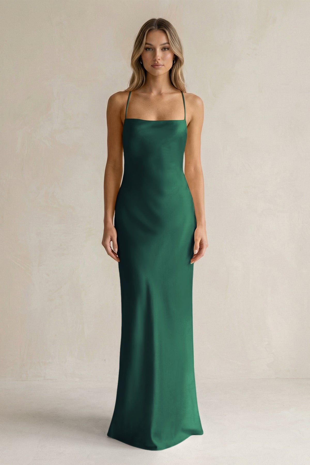 dark green spaghetti strap dress Dark Green Elastic Satin Beaded Mermaid Spaghetti Straps Prom Dresses, MP847