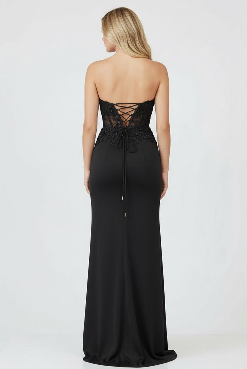 Amaya |Sheath Sweetheart Long Satin Prom Dress with Slit - KissProm