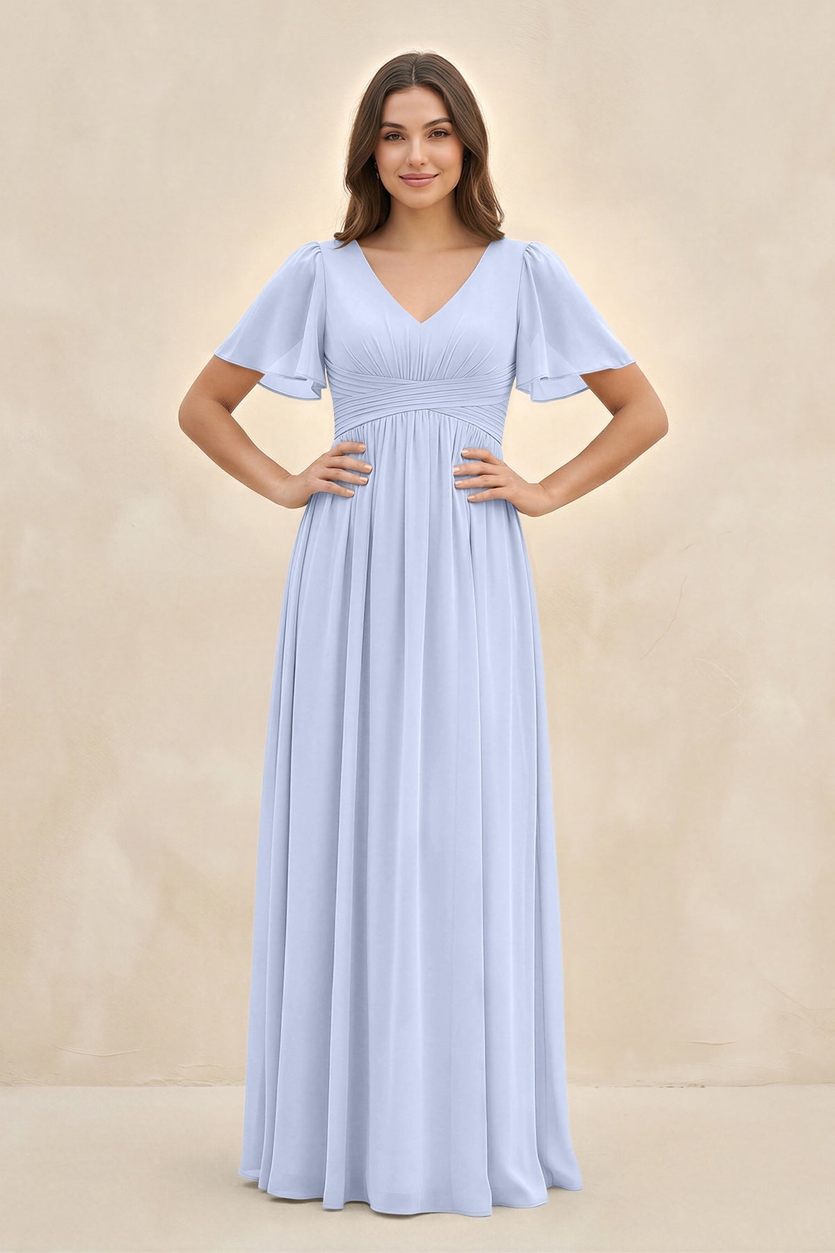 ice blue plus size bridesmaid dresses Wedtrend Women's Grey Blue A Line V Neck Tulle Embroidered Leaves Plus Size  Bridesmaid Dress – WEDTREND main image 1