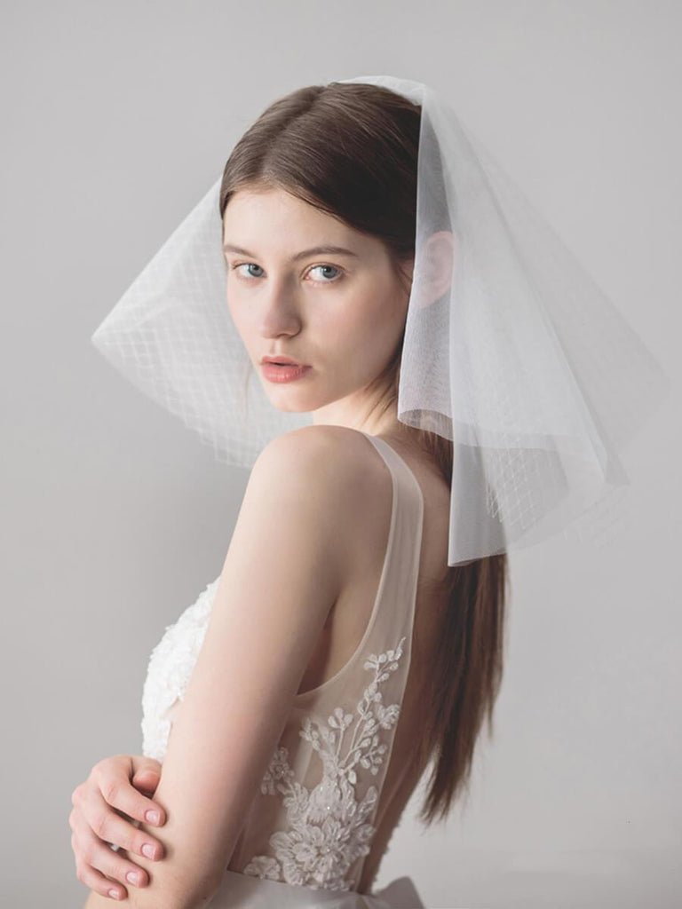 Shoulder Length Ivory Wedding Veils - KissProm