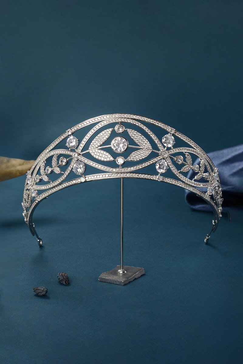 Silver Crystal Laurel Leaf Tiara - KissProm