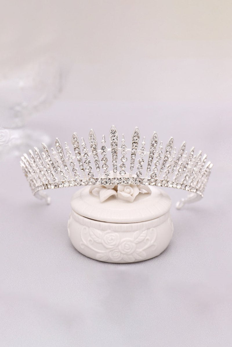 Silver Crystal Wedding Crown - KissProm