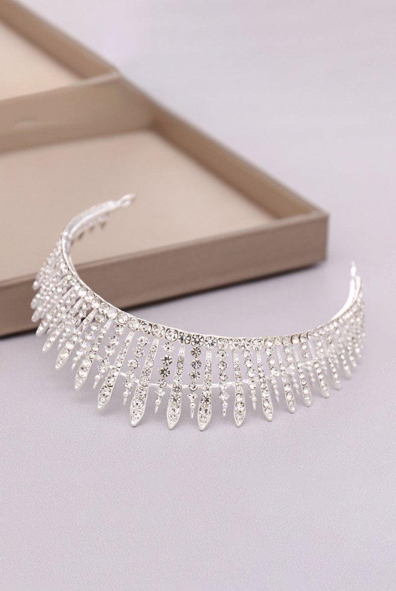 Silver Crystal Wedding Crown - KissProm