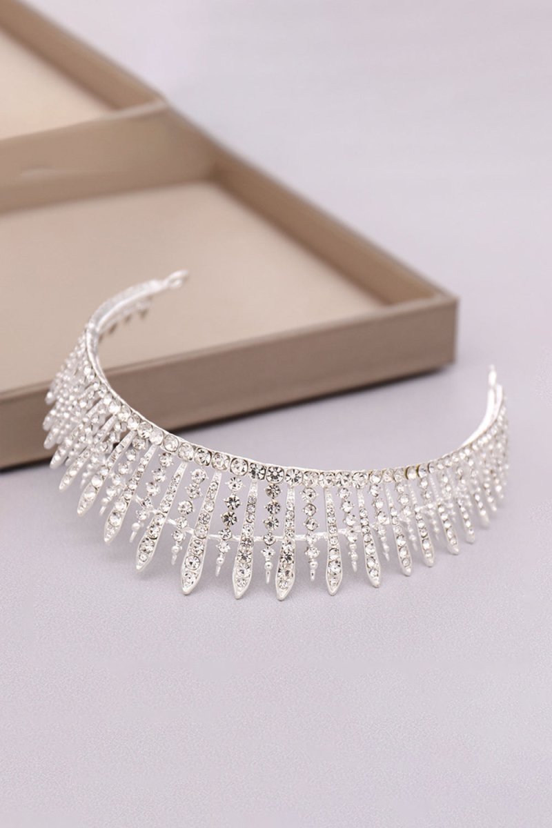 Silver Crystal Wedding Crown - KissProm