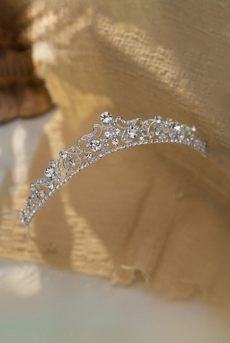 Silver Crystal Wedding Tiara for Women - KissProm