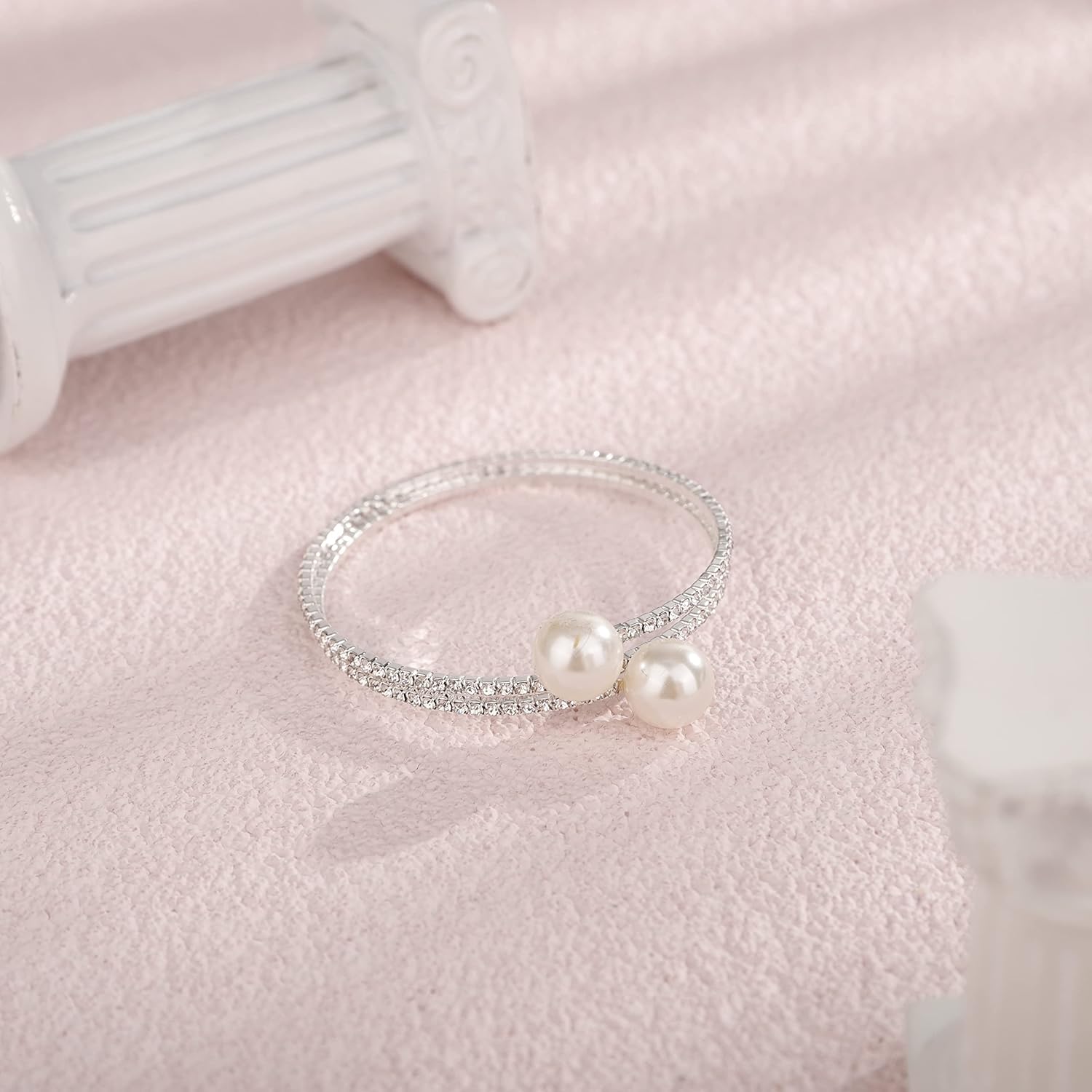 Pearl Rhinestone Layered Wrap Cuff Bracelets - KissProm