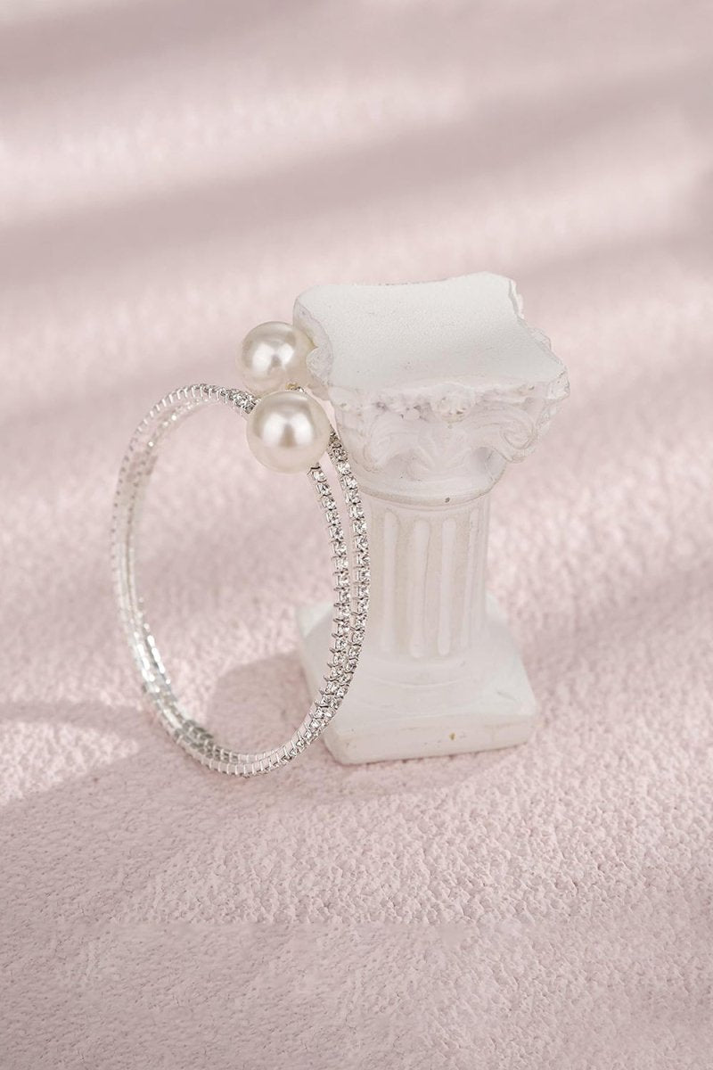 Pearl Rhinestone Layered Wrap Cuff Bracelets - KissProm