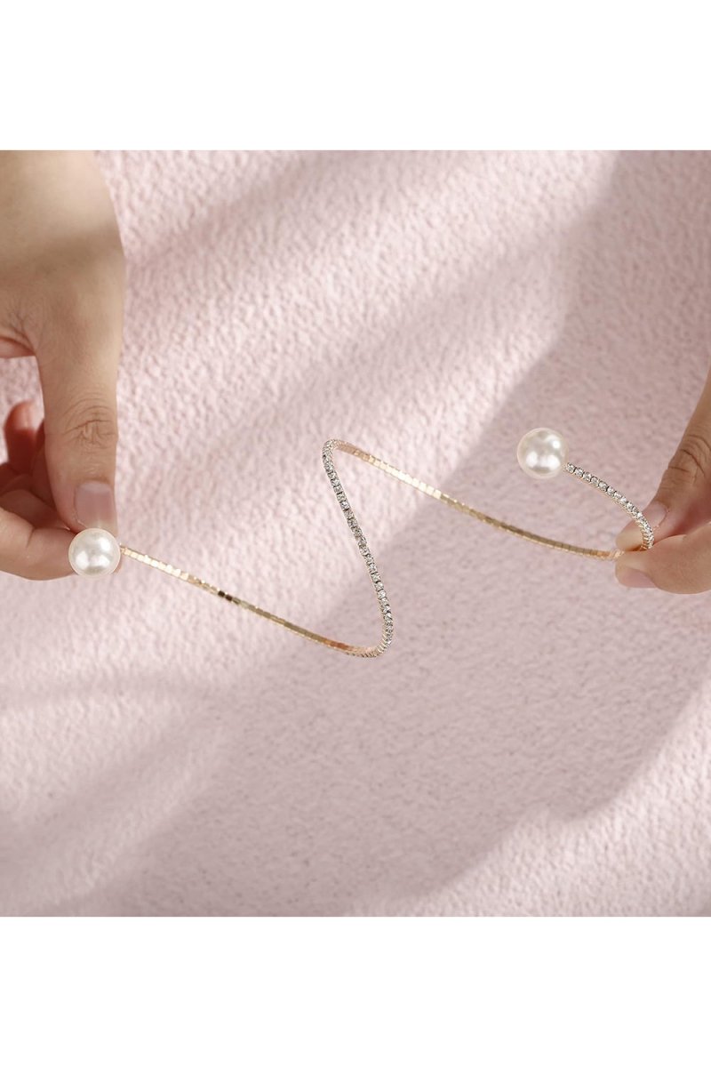 Pearl Rhinestone Layered Wrap Cuff Bracelets - KissProm