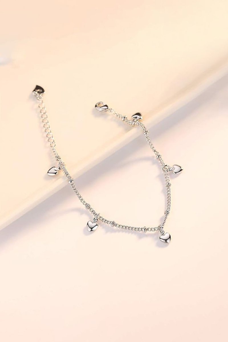 Silver Love Heart Pendant Bracelets - KissProm