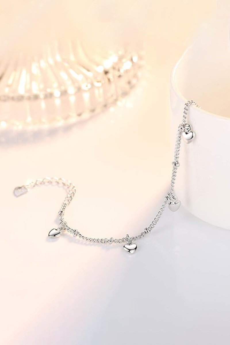 Silver Love Heart Pendant Bracelets - KissProm