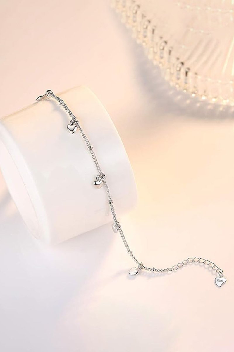 Silver Love Heart Pendant Bracelets - KissProm