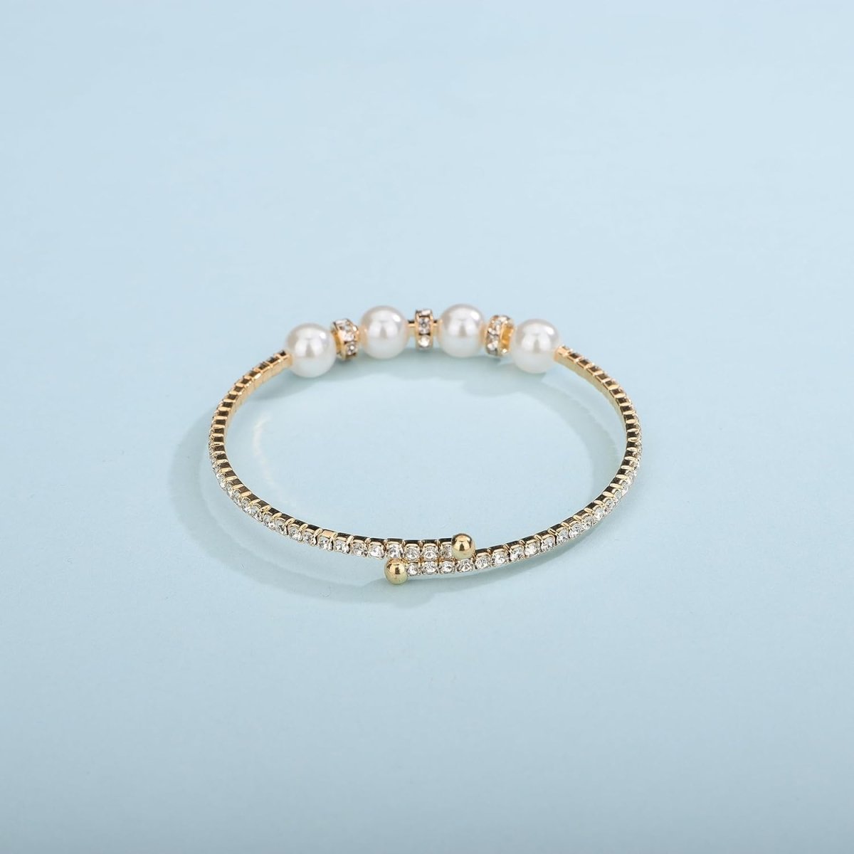 Gold Open Pearl Rhinestone Bracelets