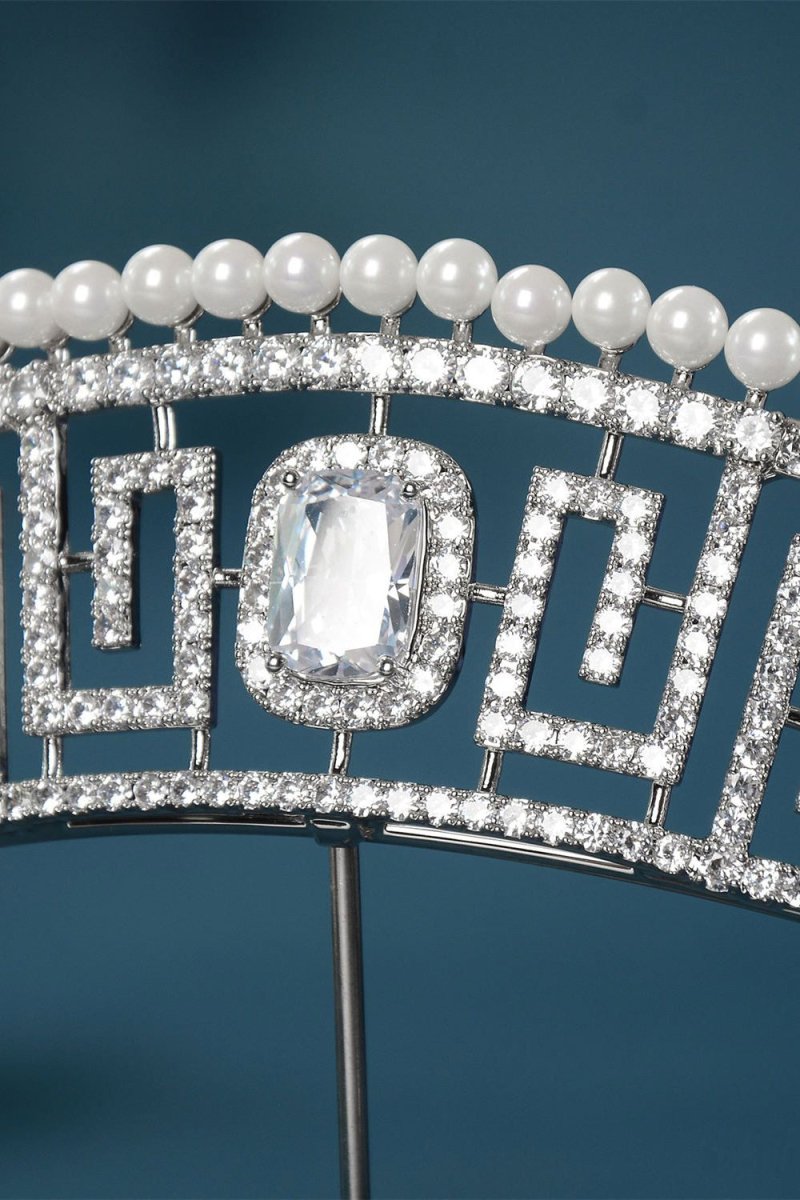 Silver Pearl Rhinestone Tiara - KissProm