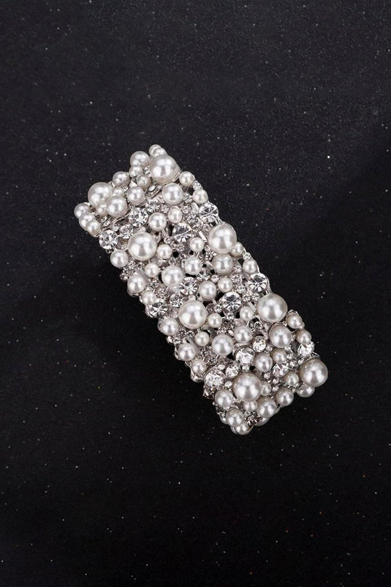 Silver Pearl Stretch Bracelets with Rhinestone - KissProm