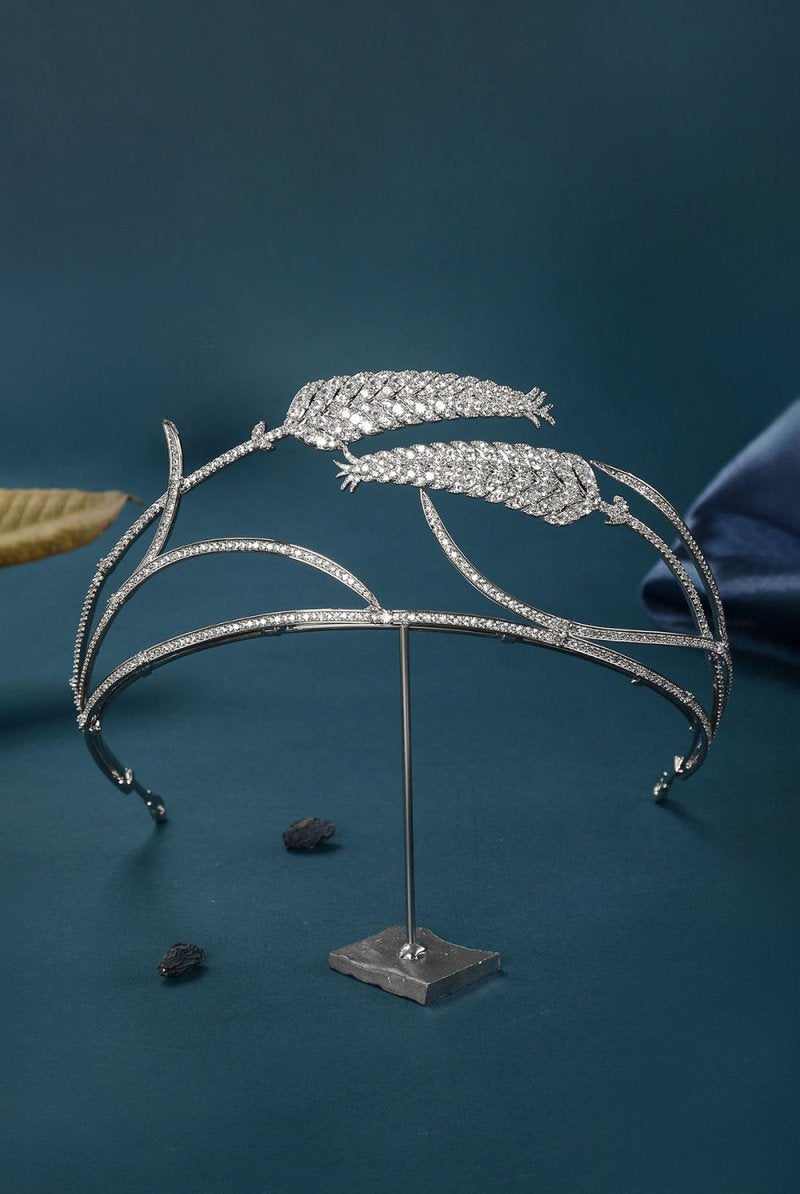 Silver Princess Ears of Wheat Rhinestone Crowns - KissProm