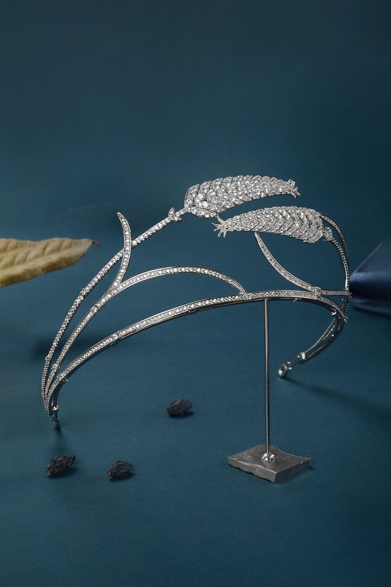 Silver Princess Ears of Wheat Rhinestone Crowns - KissProm