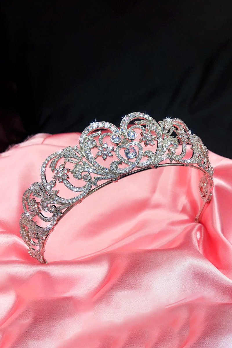 Silver Rheinstone Rhodium plated Princess Tiara - KissProm