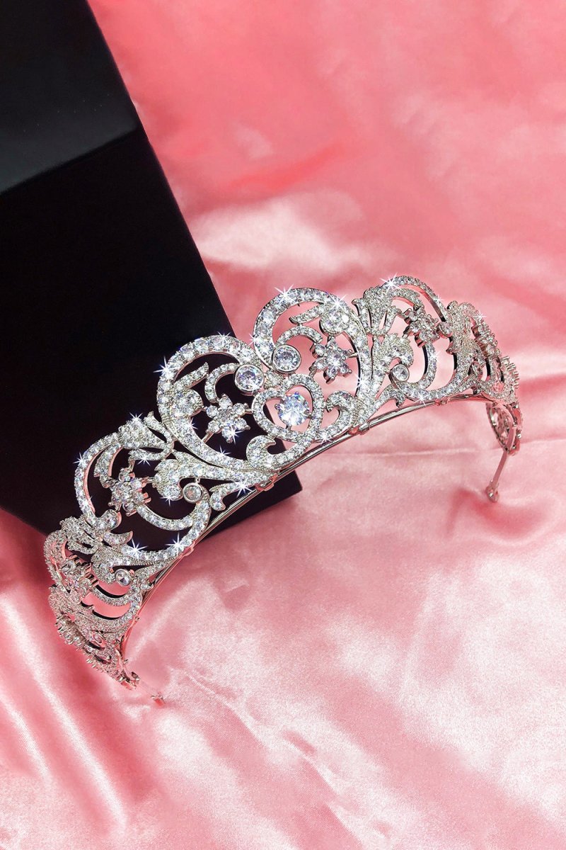 Silver Rheinstone Rhodium plated Princess Tiara - KissProm